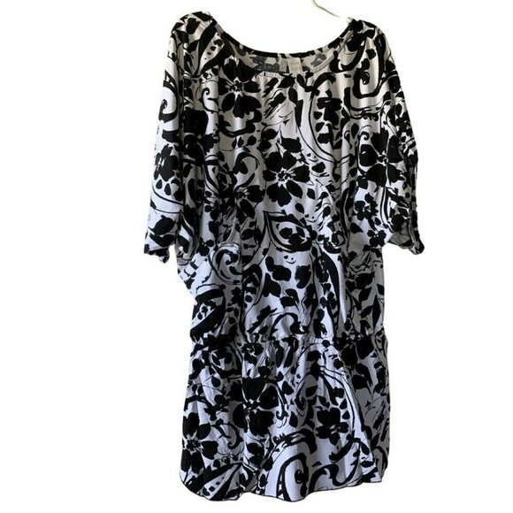 Anne Cole Cover Up Antigua Print Black White with Pockets Size S/M - Picture 1 of 5
